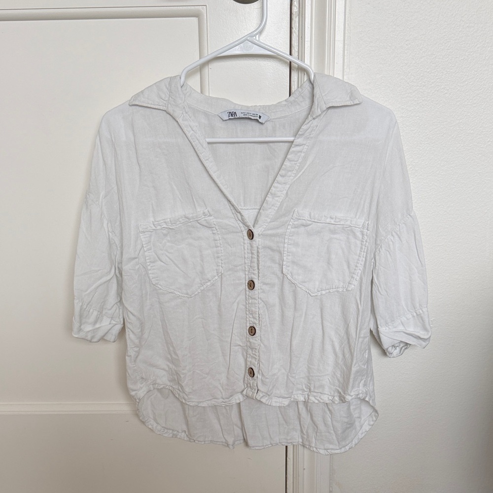 Zara White Button-Down Shirt